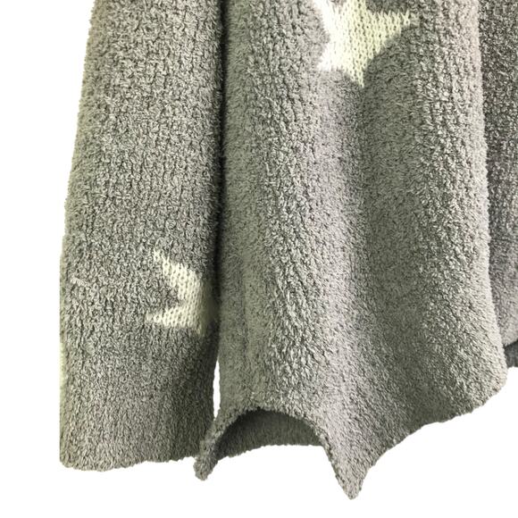 Polaris‎ Fleece Sweater Womens Sz M Gray White Stars Hooded Long Sleeves V-Neck - Picture 4 of 8